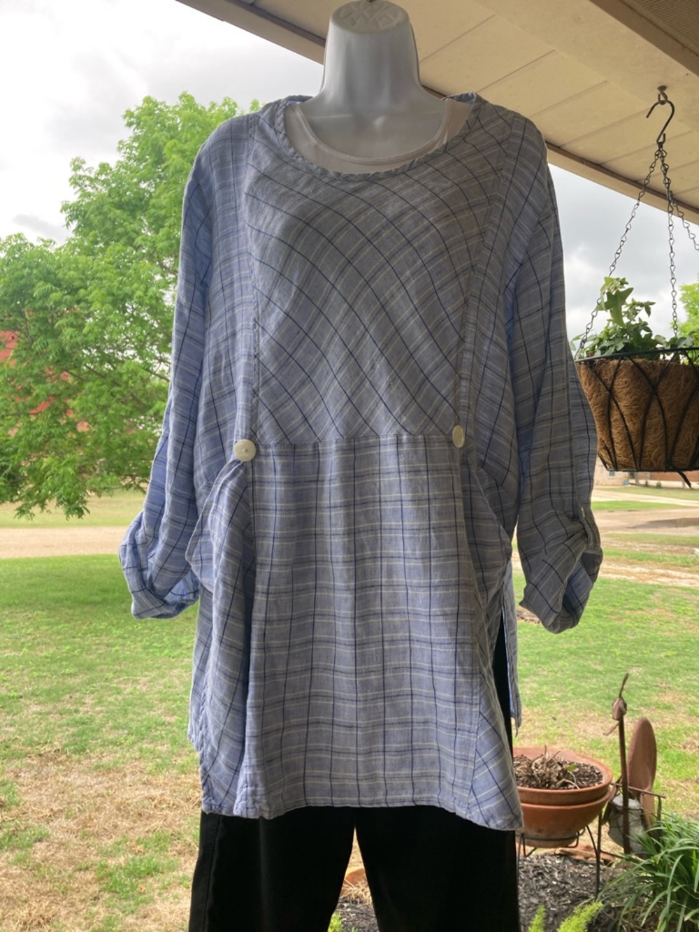 FLAX LINEN tunic, size medium. P2P is 24.5”. 30” long. Very roomy. - Picture 3 of 10